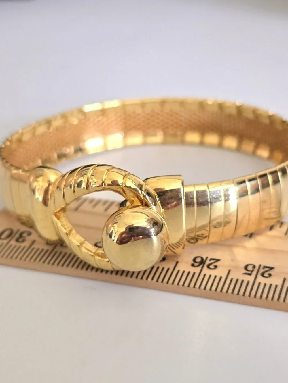 Vintage Omega mesh Bangle Bracelet Gold Tone Tubogas style gold tone flex